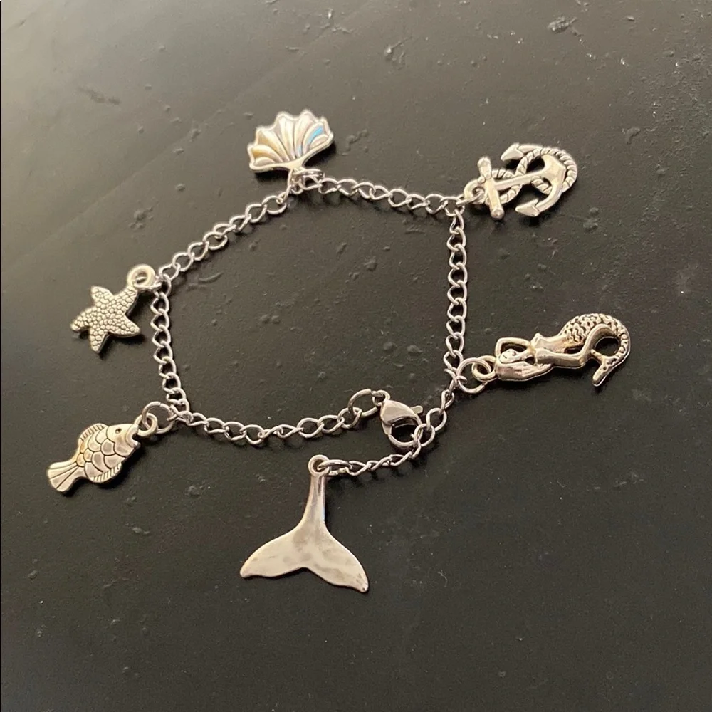 Silver Nautical Charm Bracelet Hand Crafted
